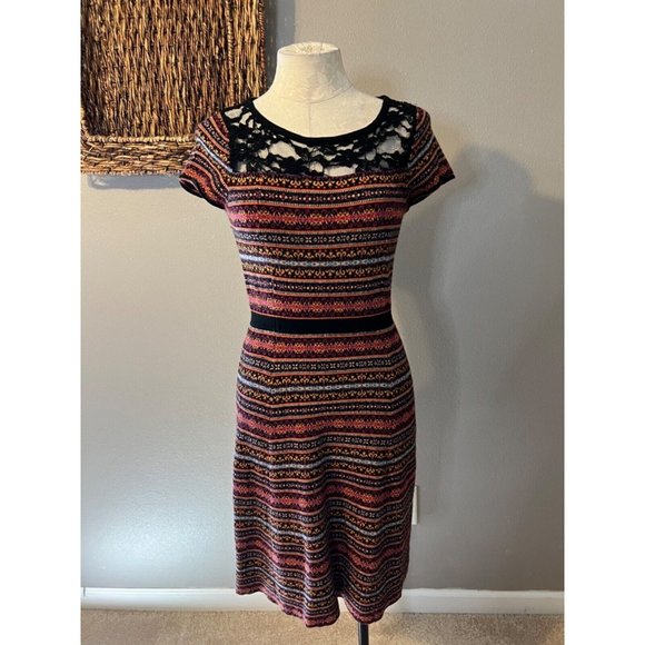 Anthropologie Sparrow Dress S Small Lace Knit Short Sleeve Cashmere Touch - Picture 2 of 8